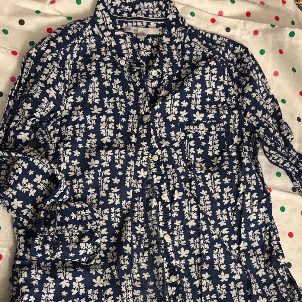 Old Navy Navy Blue Floral Men's Shirt